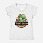 Green Dinosaur Island-Womens-V-Neck-Tee-glitchygorilla