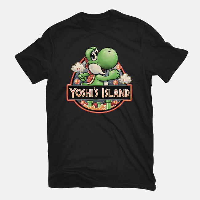 Green Dinosaur Island-Mens-Basic-Tee-glitchygorilla