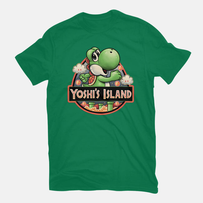 Green Dinosaur Island-Mens-Heavyweight-Tee-glitchygorilla