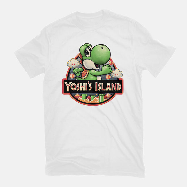 Green Dinosaur Island-Womens-Basic-Tee-glitchygorilla