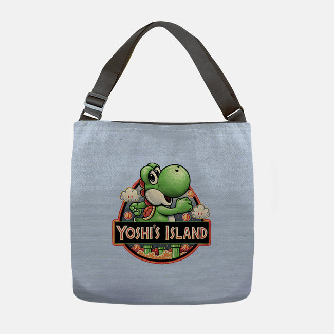 Green Dinosaur Island-None-Adjustable Tote-Bag-glitchygorilla