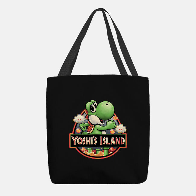 Green Dinosaur Island-None-Basic Tote-Bag-glitchygorilla