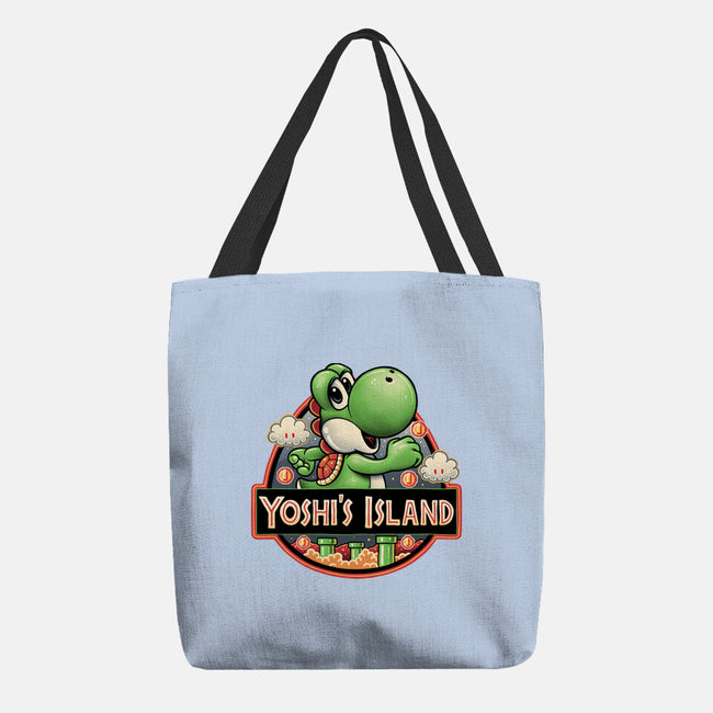 Green Dinosaur Island-None-Basic Tote-Bag-glitchygorilla