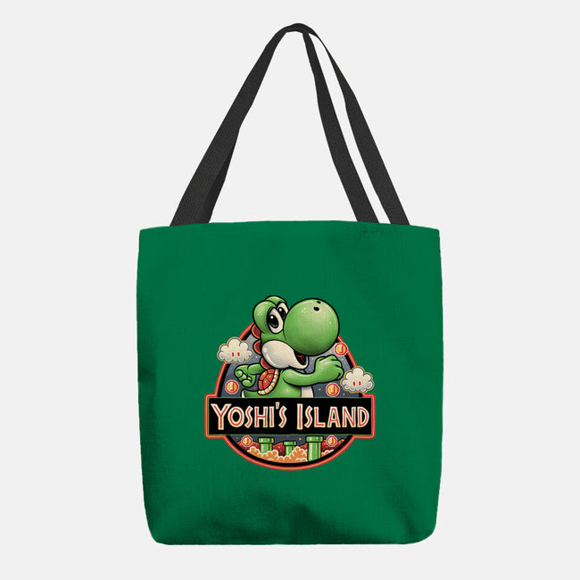 Green Dinosaur Island-None-Basic Tote-Bag-glitchygorilla