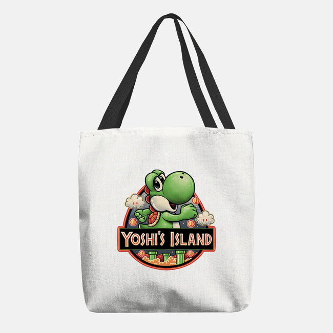 Green Dinosaur Island-None-Basic Tote-Bag-glitchygorilla