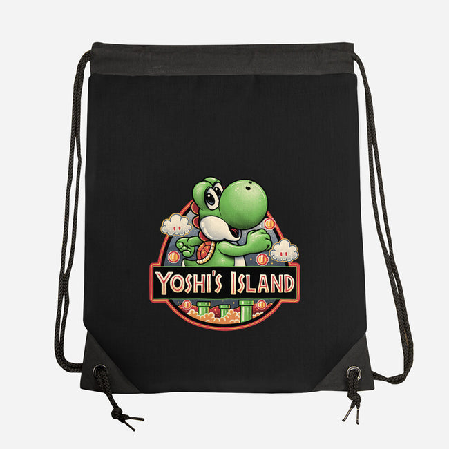 Green Dinosaur Island-None-Drawstring-Bag-glitchygorilla