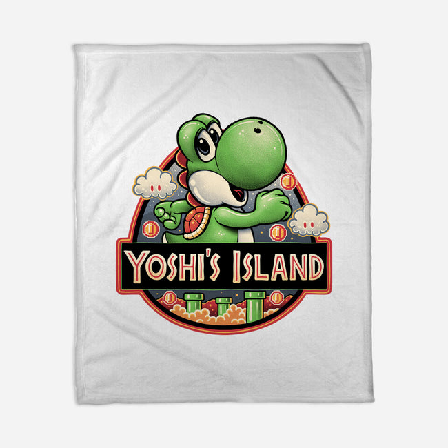 Green Dinosaur Island-None-Fleece-Blanket-glitchygorilla