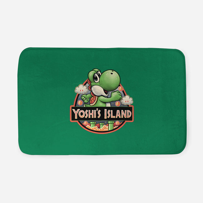 Green Dinosaur Island-None-Memory Foam-Bath Mat-glitchygorilla