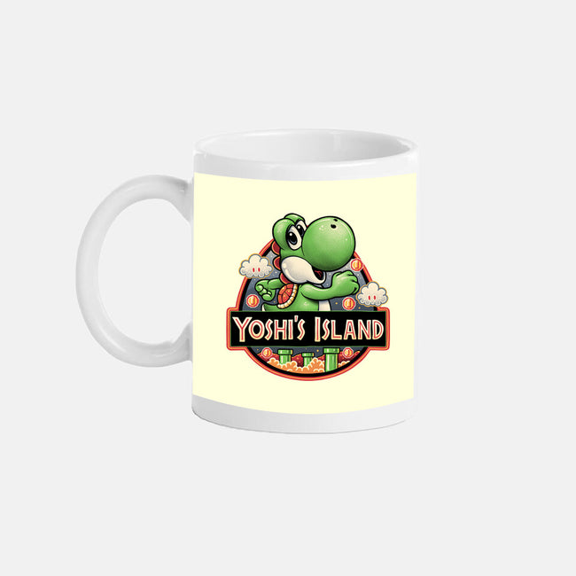 Green Dinosaur Island-None-Mug-Drinkware-glitchygorilla