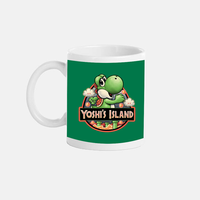 Green Dinosaur Island-None-Mug-Drinkware-glitchygorilla