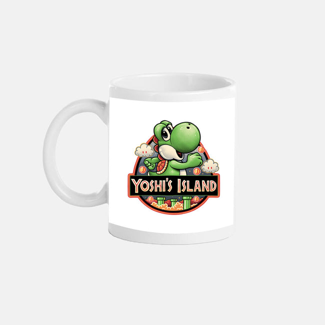 Green Dinosaur Island-None-Mug-Drinkware-glitchygorilla