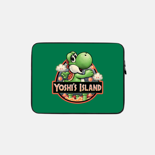 Green Dinosaur Island-None-Zippered-Laptop Sleeve-glitchygorilla