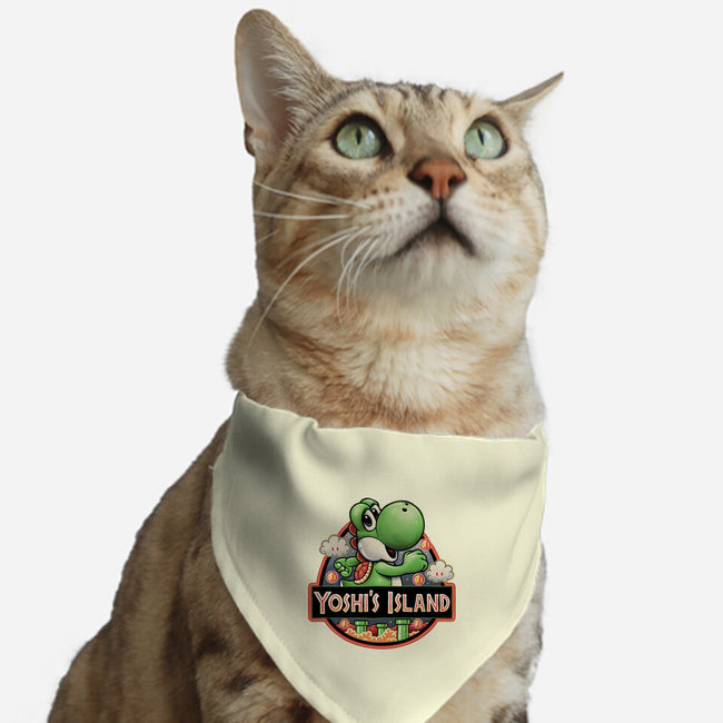 Green Dinosaur Island-Cat-Adjustable-Pet Collar-glitchygorilla