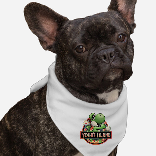 Green Dinosaur Island-Dog-Bandana-Pet Collar-glitchygorilla