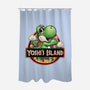 Green Dinosaur Island-None-Polyester-Shower Curtain-glitchygorilla