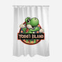 Green Dinosaur Island-None-Polyester-Shower Curtain-glitchygorilla