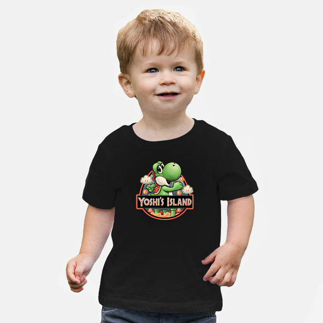 Green Dinosaur Island-Baby-Basic-Tee-glitchygorilla