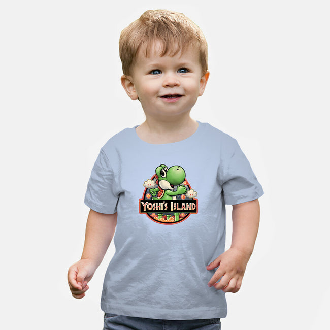 Green Dinosaur Island-Baby-Basic-Tee-glitchygorilla