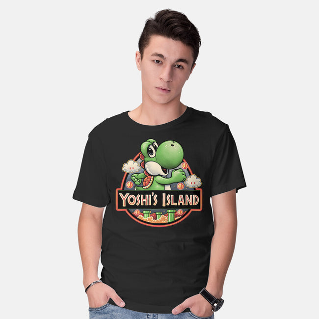 Green Dinosaur Island-Mens-Basic-Tee-glitchygorilla