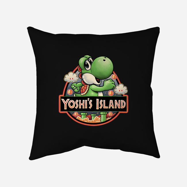 Green Dinosaur Island-None-Non-Removable Cover w Insert-Throw Pillow-glitchygorilla