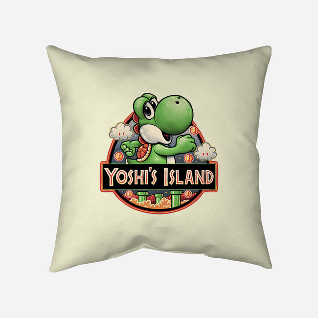 Green Dinosaur Island-None-Non-Removable Cover w Insert-Throw Pillow-glitchygorilla