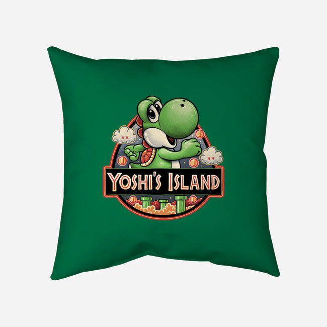 Green Dinosaur Island-None-Non-Removable Cover w Insert-Throw Pillow-glitchygorilla