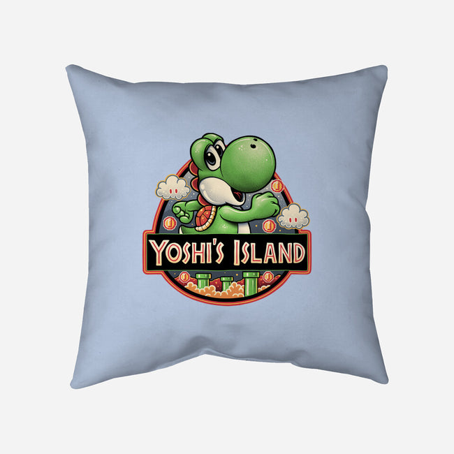 Green Dinosaur Island-None-Removable Cover w Insert-Throw Pillow-glitchygorilla