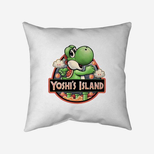 Green Dinosaur Island-None-Removable Cover-Throw Pillow-glitchygorilla