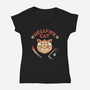 Hellfire Cat Meowster-Womens-V-Neck-Tee-vp021