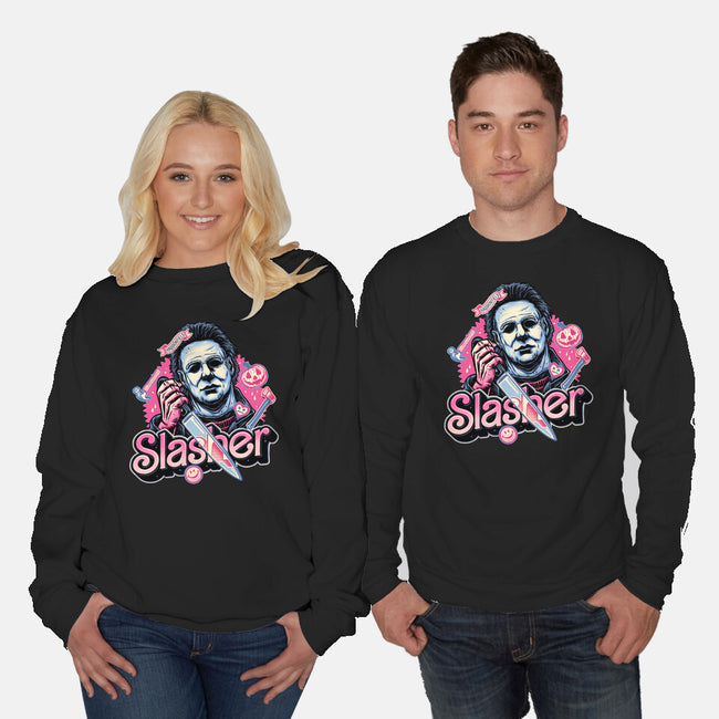 Slasher Love-Unisex-Crew Neck-Sweatshirt-glitchygorilla