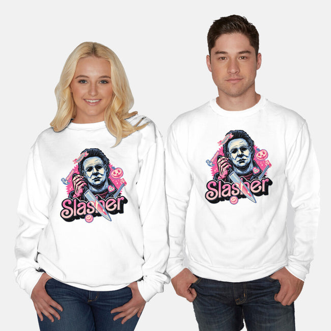 Slasher Love-Unisex-Crew Neck-Sweatshirt-glitchygorilla