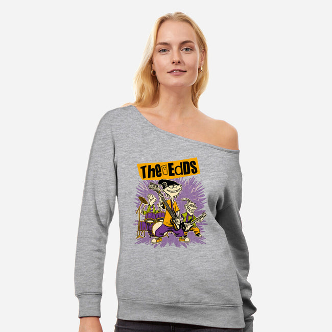 Cartoon Rock Band-Womens-Off Shoulder-Sweatshirt-Studio Mootant