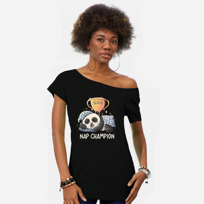 Nap Champion-Womens-Off Shoulder-Tee-koalastudio