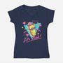 Let's Plank-Womens-V-Neck-Tee-demonigote