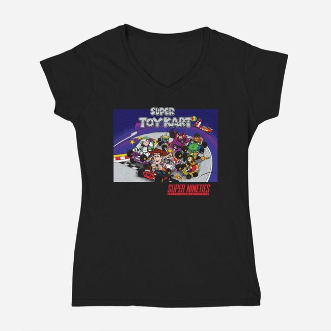 Super Toy Kart-Womens-V-Neck-Tee-dalethesk8er