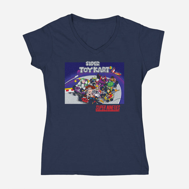 Super Toy Kart-Womens-V-Neck-Tee-dalethesk8er