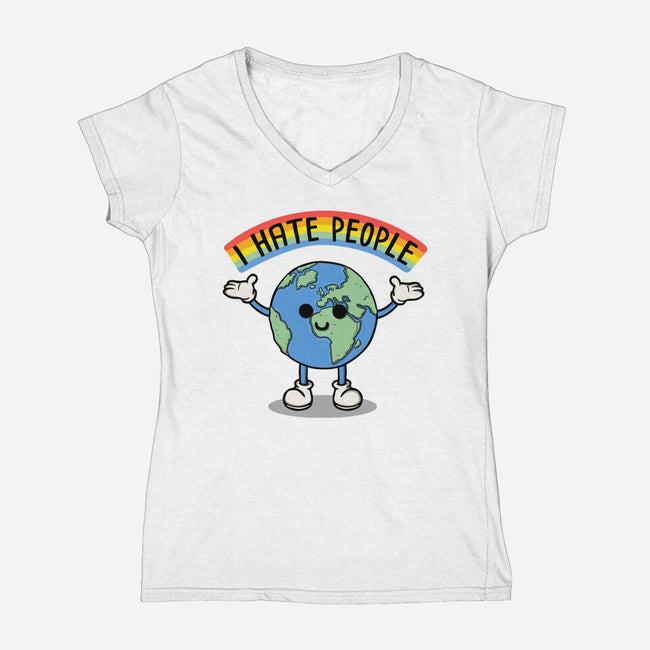 Earth Hates People-Womens-V-Neck-Tee-Melonseta