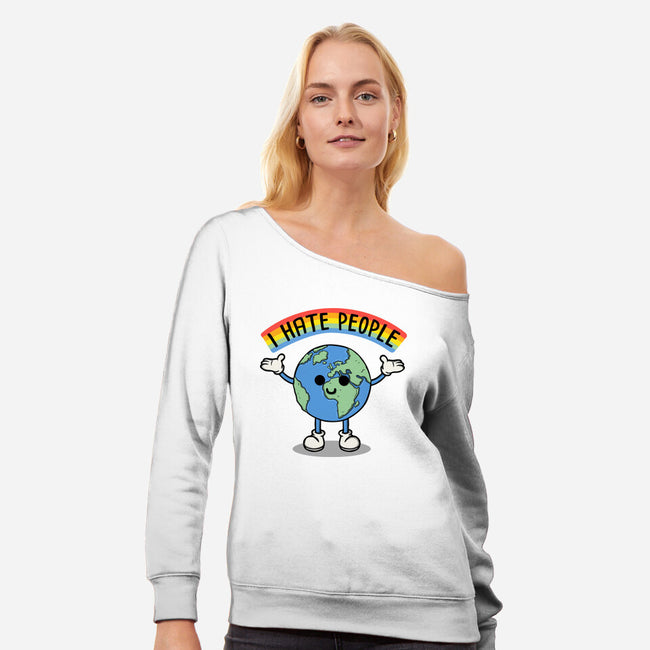 Earth Hates People-Womens-Off Shoulder-Sweatshirt-Melonseta