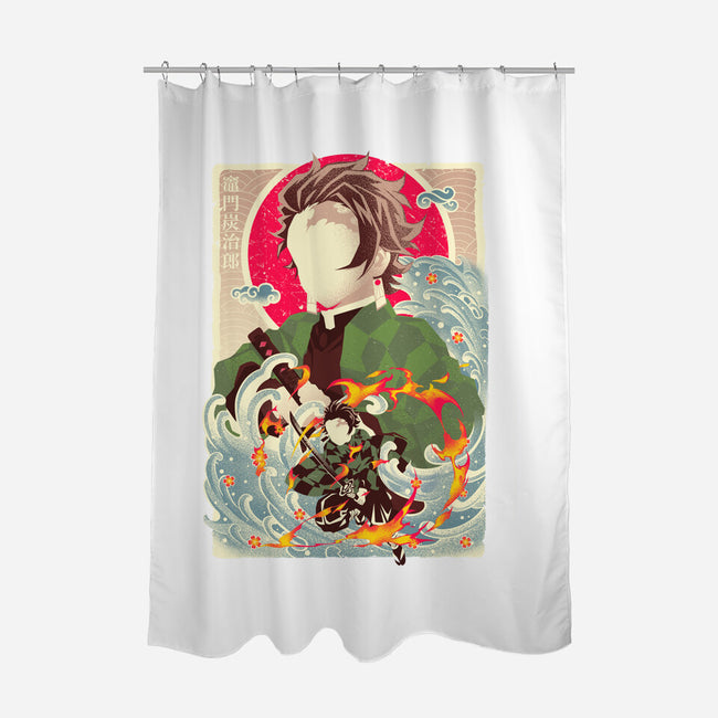 Great Wave Tanjiro-None-Polyester-Shower Curtain-hypertwenty