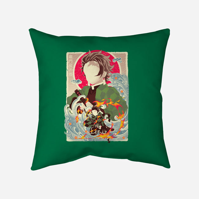 Great Wave Tanjiro-None-Removable Cover-Throw Pillow-hypertwenty