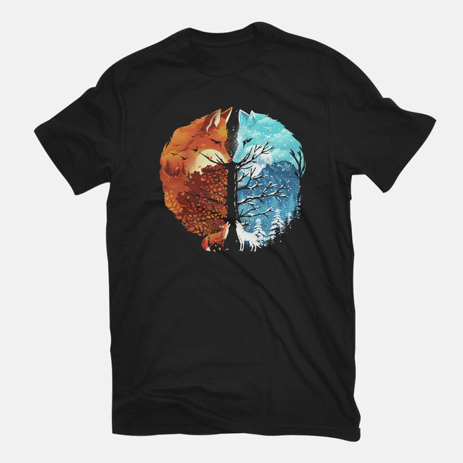 Fire And Ice-Womens-Fitted-Tee-dandingeroz