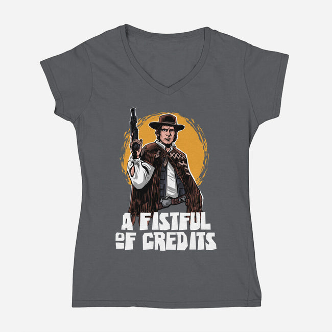 A Fistful Of Credits-Womens-V-Neck-Tee-zascanauta