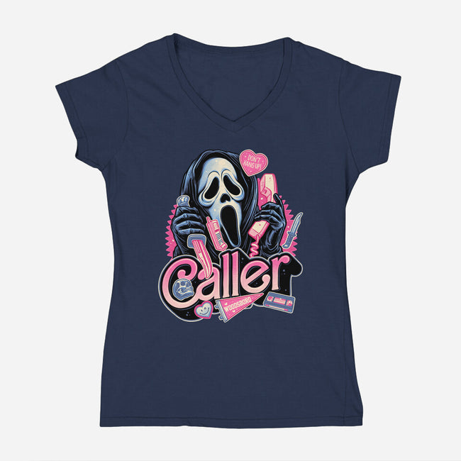 Caller Love-Womens-V-Neck-Tee-glitchygorilla