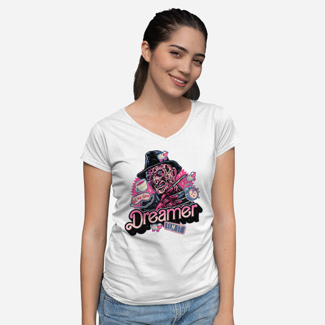 Dreamer Love-Womens-V-Neck-Tee-glitchygorilla