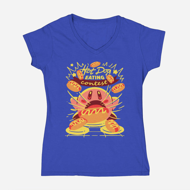 Hot Dog Eating Hero-Womens-V-Neck-Tee-estudiofitas