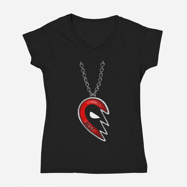 Best Necklace-Womens-V-Neck-Tee-Vallina84