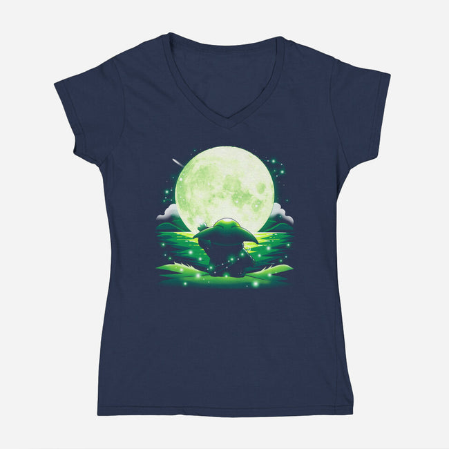 Baby Touch Moon-Womens-V-Neck-Tee-Vallina84