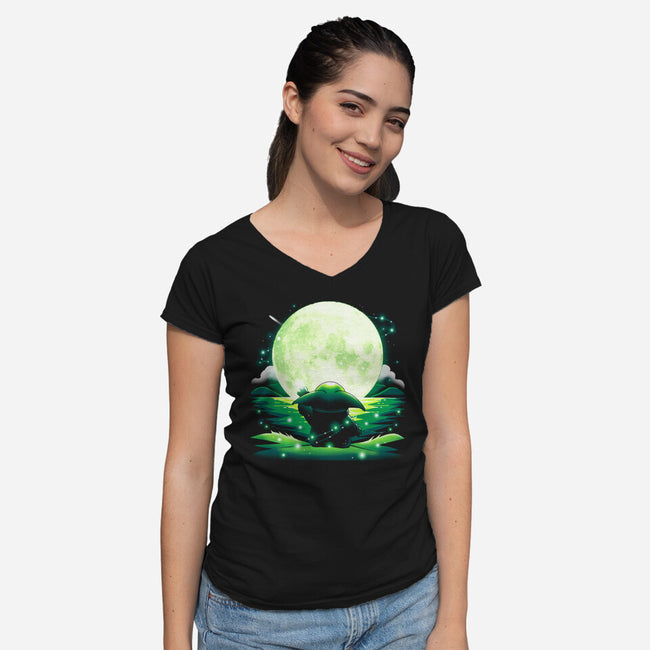 Baby Touch Moon-Womens-V-Neck-Tee-Vallina84