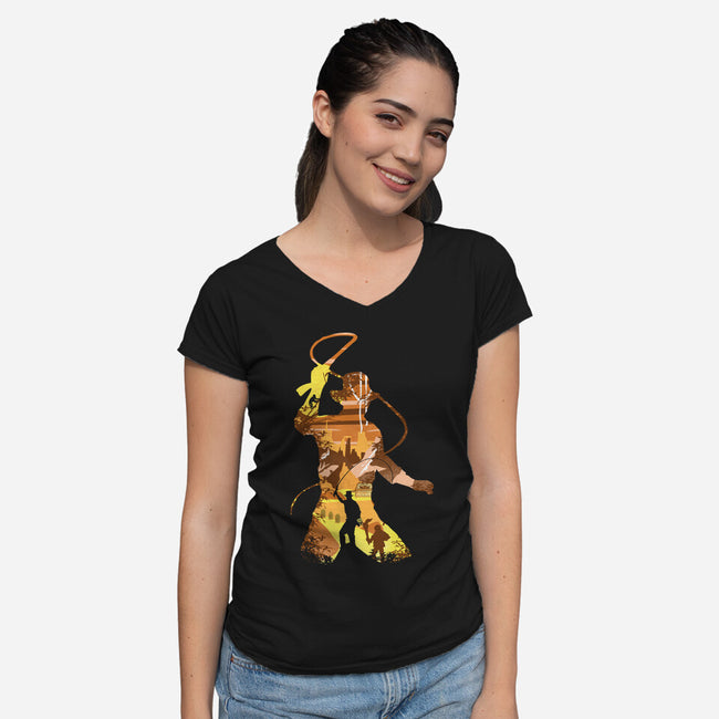 Antique Adventurer-Womens-V-Neck-Tee-Arinesart