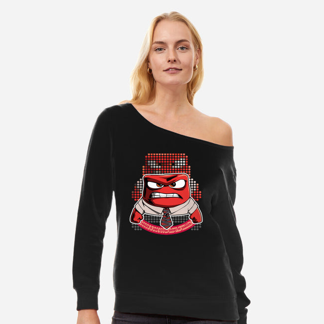 Anger Is Short-Womens-Off Shoulder-Sweatshirt-panicking_bat